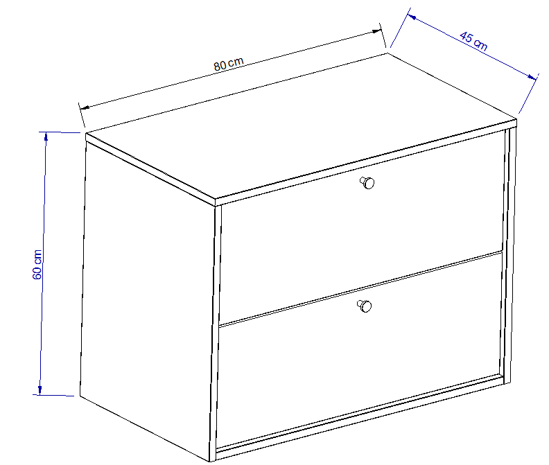 Waschtischunterschrank 80 cm, glatte Fronten Belino - Walnuss Dunkel/Marmor Bianco