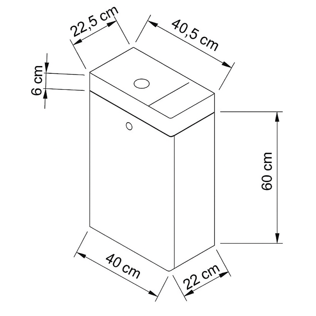 Waschtischunterschrank 40 cm mit Waschbecken Belino - Kaschmir