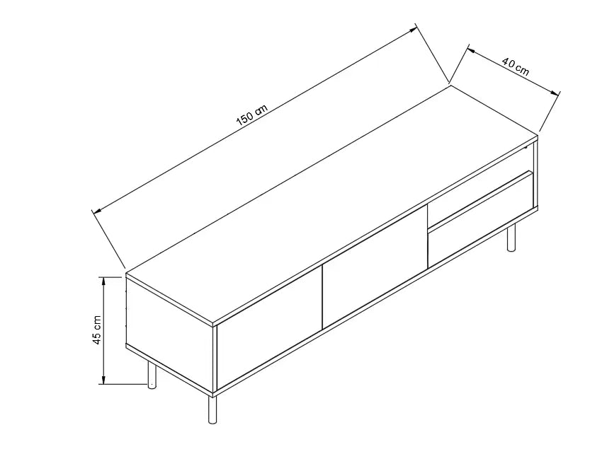 TV Schrank 150 cm, 2 Türen, 1 Schublade Lola - Kaschmir/Eiche