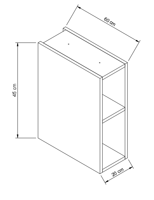 Schmales Regal 20 cm mit 1 Ablage - Schwarz