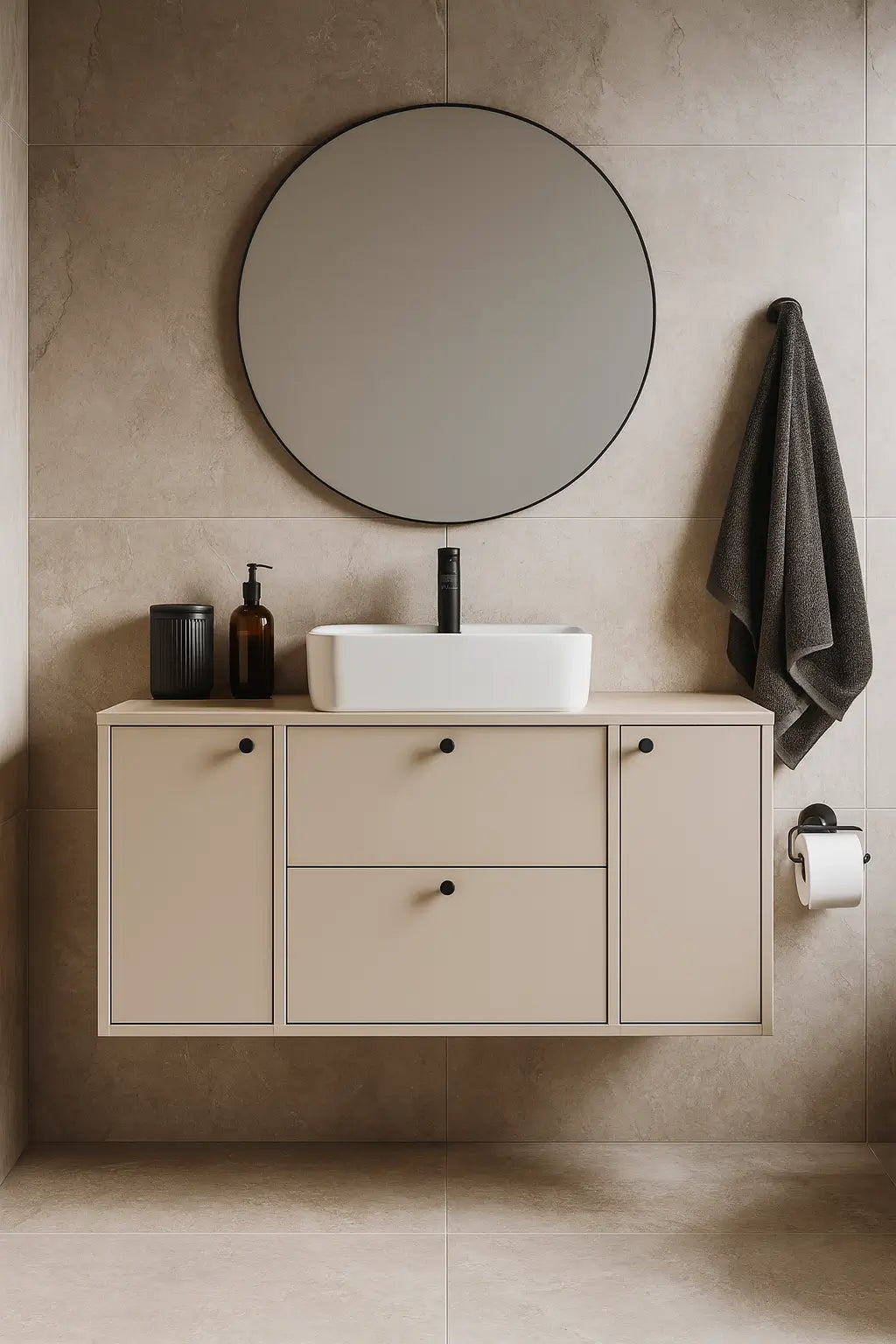 Waschtischunterschrank 120 cm mit 2 Türen und 2 Schubladen Belino - Kaschmir