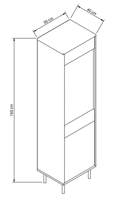 Vitrinenschrank 190 cm Höhe Lola - Kaschmir/Eiche