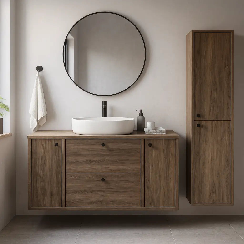 Waschtischunterschrank 120 cm mit 2 Türen und 2 Schubladen Belino - Walnuss Dunkel