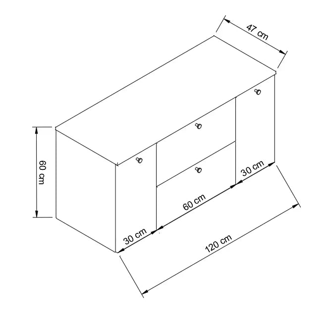 Waschtischunterschrank 120 cm mit 2 Türen und 2 Schubladen Beti - Kaschmir