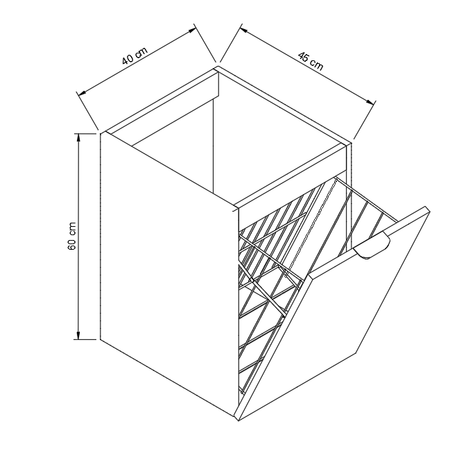 Badezimmerschrank 40 cm mit Wäschekorb Willy - Weiß/Walnuss