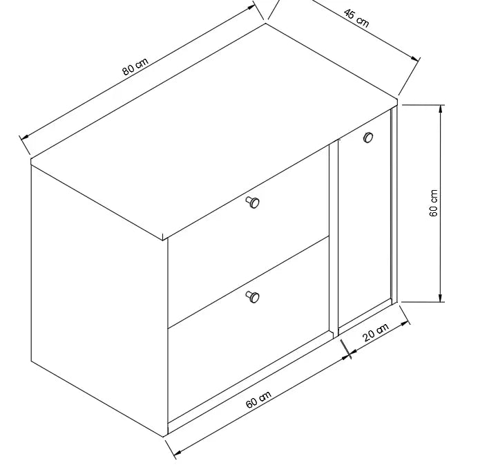 Waschtischunterschrank 80 cm mit Regal, glatte Fronten Belino - Walnuss Dunkel/Marmor Bianco