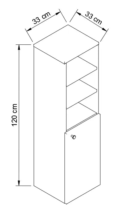 Bad Hochschrank 120 cm, 1 Tür, halboffen Beti - Kaschmir