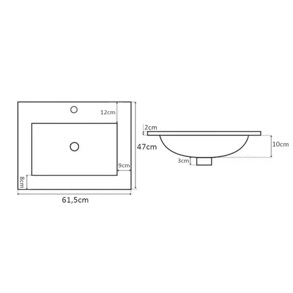 Waschtischunterschrank 60 cm mit Waschbecken, mit Türen Willy - Kaschmir
