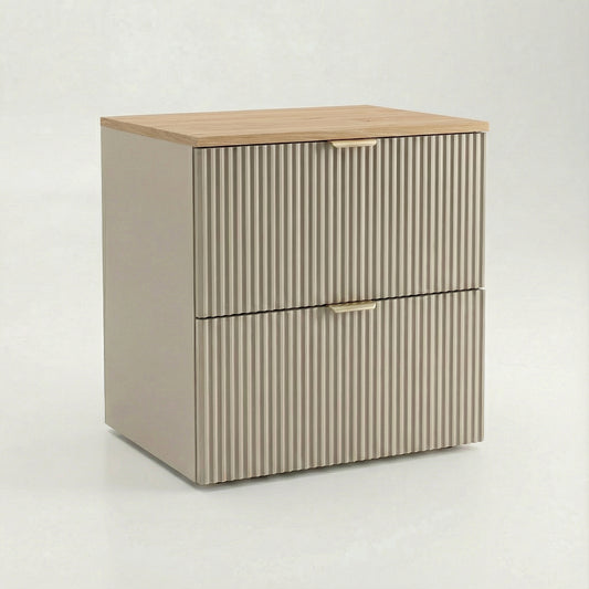 Waschtischunterschrank 60 cm Willy - Kaschmir, Walnussplatte