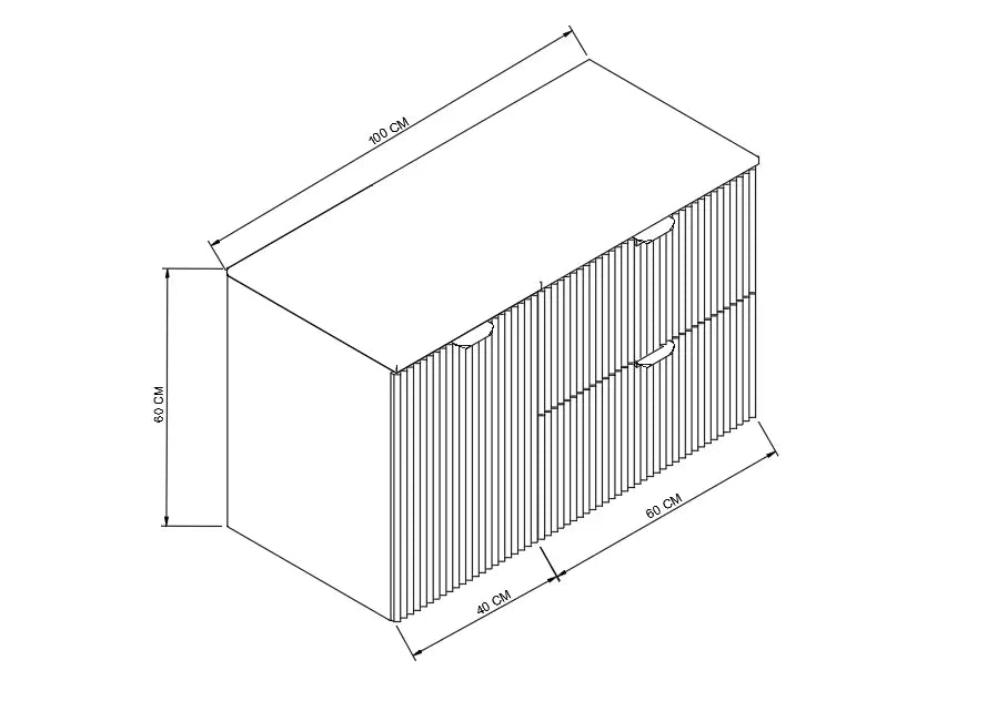 Waschtischunterschrank 100 cm mit Wäschekorb Willy - Schwarz, Walnussplatte