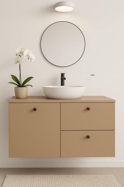 Waschtischunterschrank 100 cm, mit Wäschekorb Beti - Cappuccino