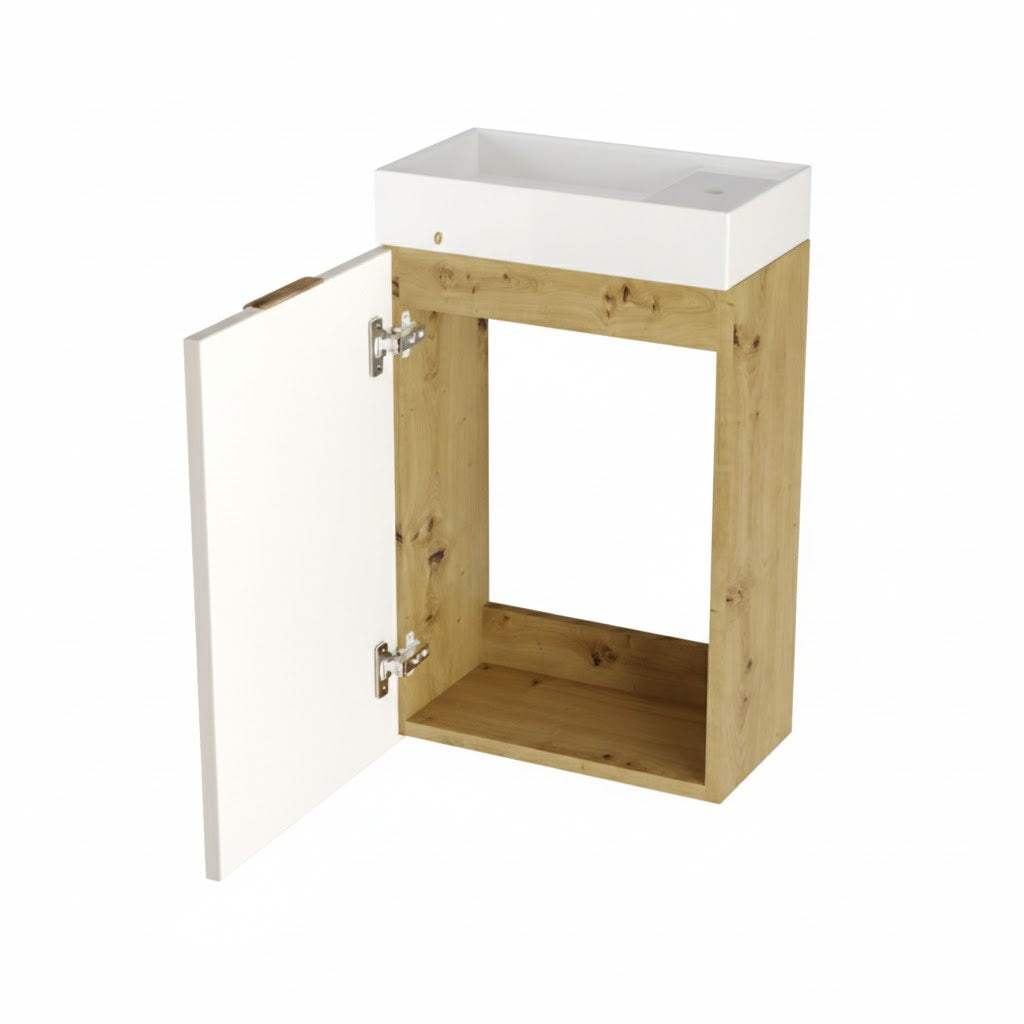 Waschtischunterschrank 40 cm mit Waschbecken Orio - Kaschmir/Eiche artisan