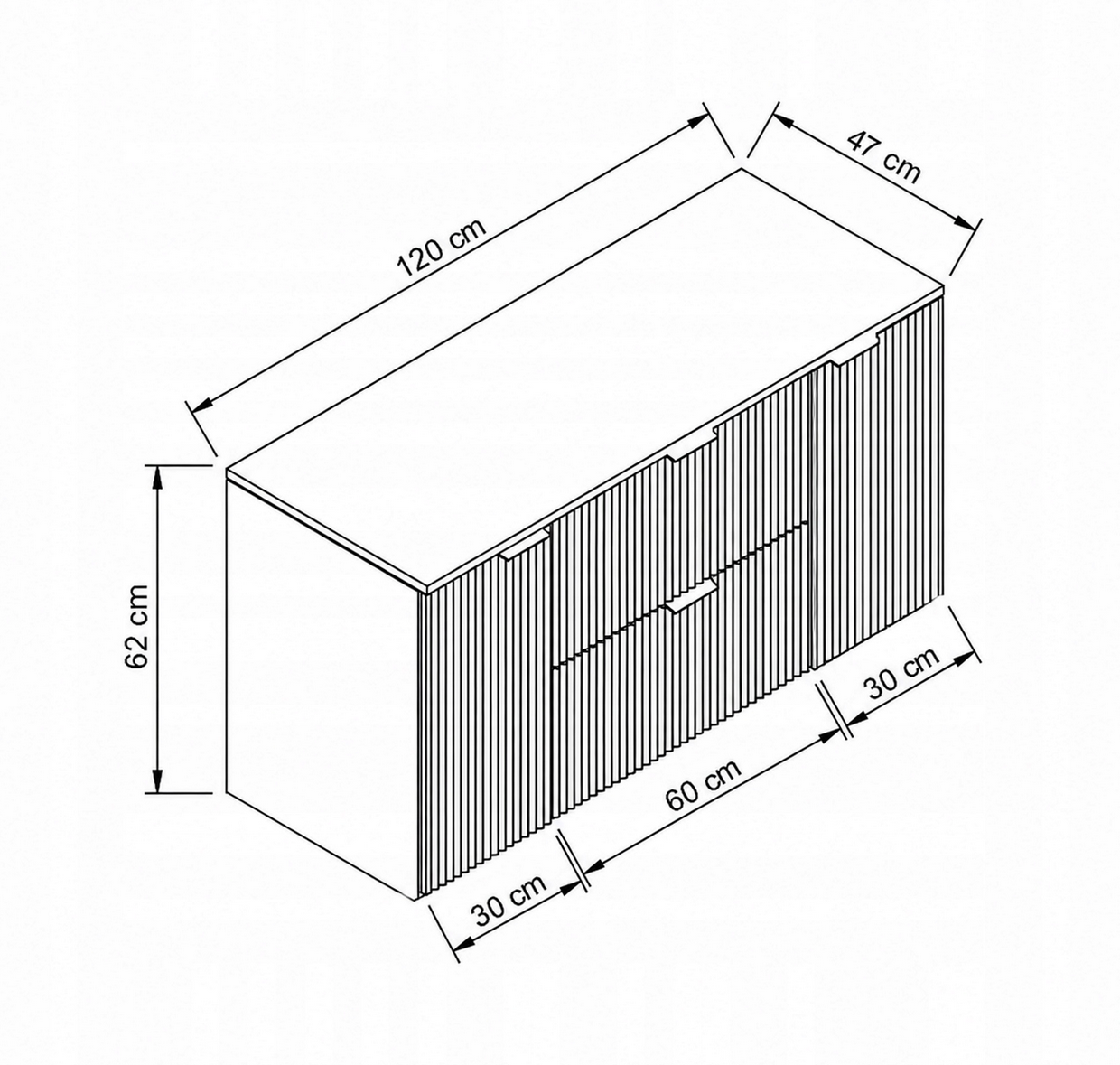 Waschtischunterschrank 120 cm mit 2 Türen und 2 Schubladen Willy - Kaschmir