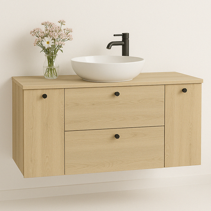 Waschtischunterschrank 120 cm mit 2 Türen und 2 Schubladen Beti - Eiche Cremona