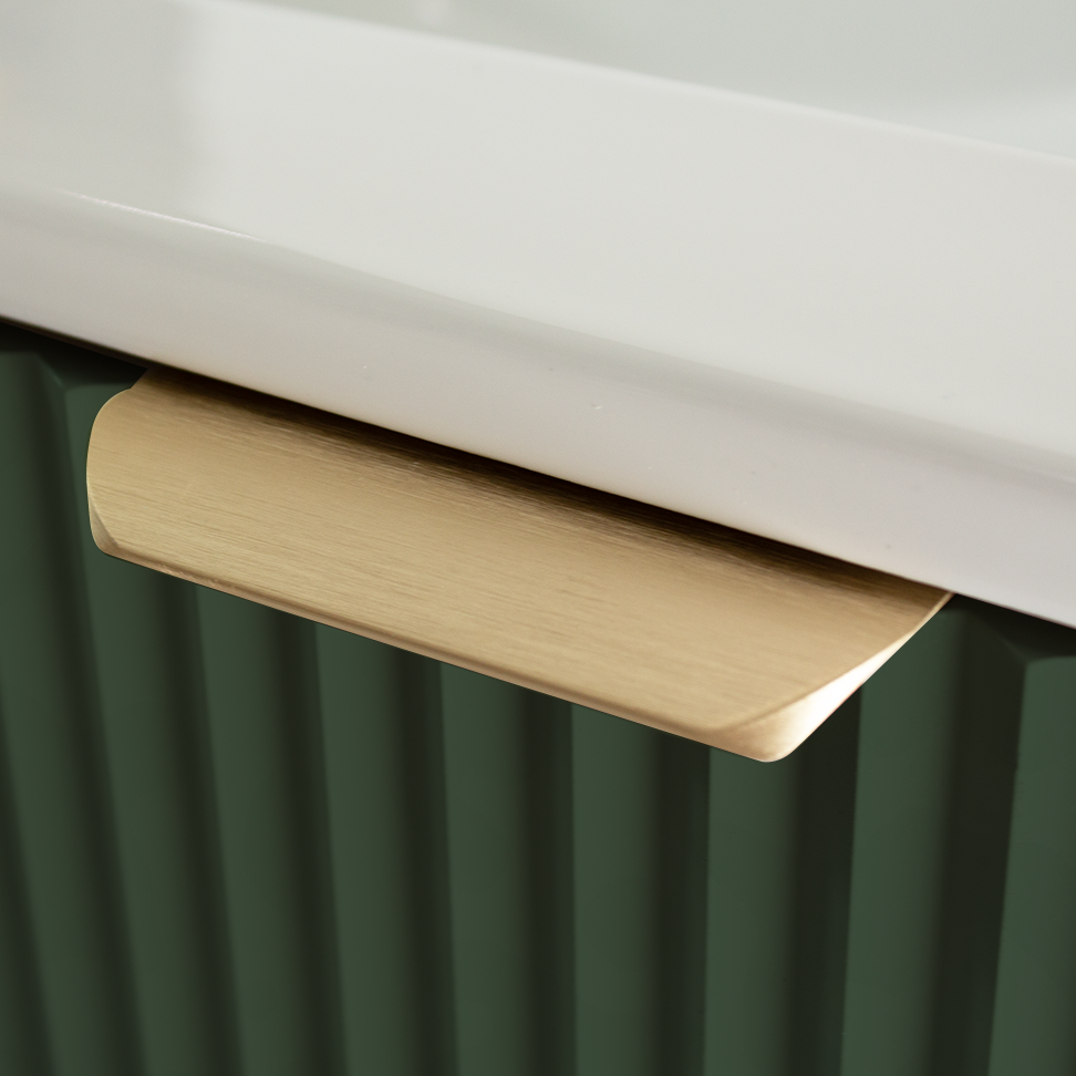 Waschtischunterschrank 60 cm mit Waschbecken, mit Türen Willy - Salbei/Walnuss