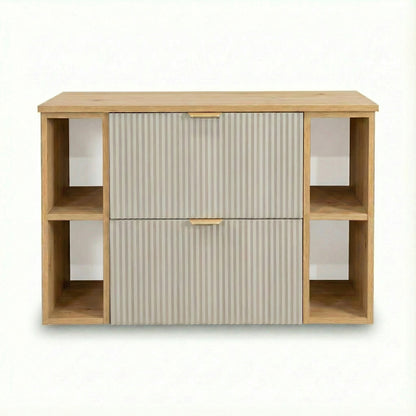 Waschtischunterschrank 100 cm mit 2 Regale Willy - Kaschmir/Walnuss