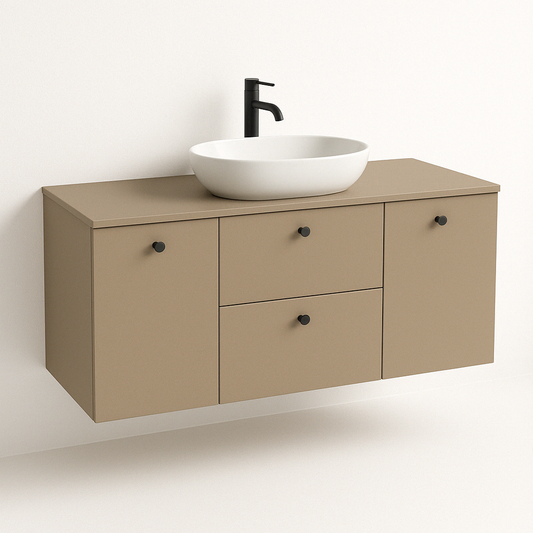 Waschtischunterschrank 140 cm, mit 2 Wäschekörben Beti - Cappuccino
