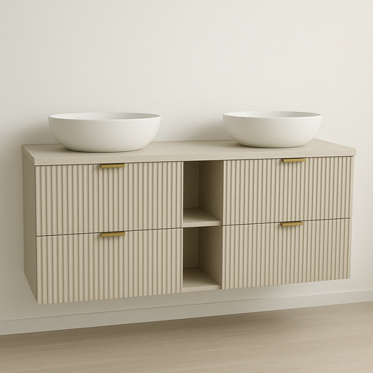 Waschtischunterschrank 140 cm mit Regal Willy - Kaschmir