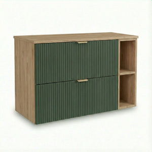 Waschtischunterschrank 100 cm Willy - Salbei, Walnuss Regal, Walnussplatte