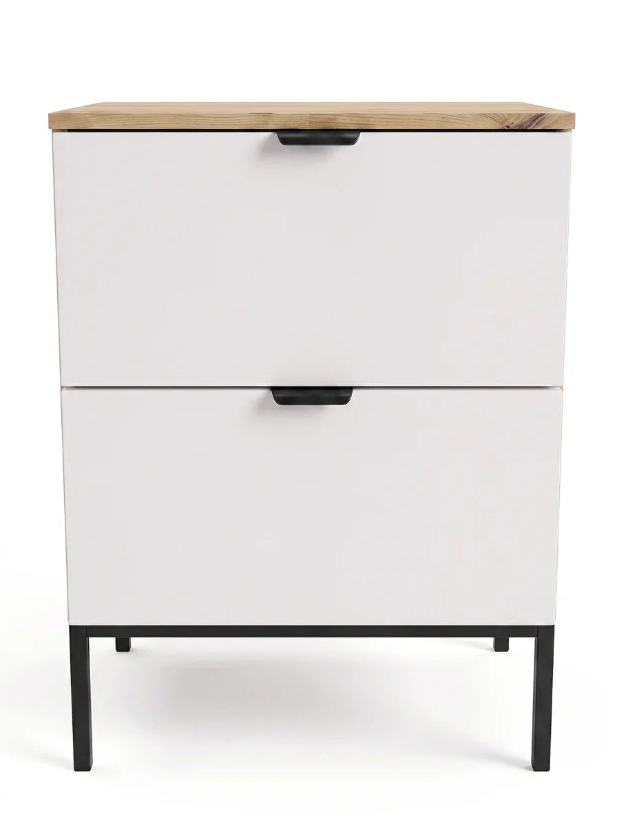 Waschtischunterschrank 60 cm auf einem Metallgestell Orio - Weiß/Eiche artisan