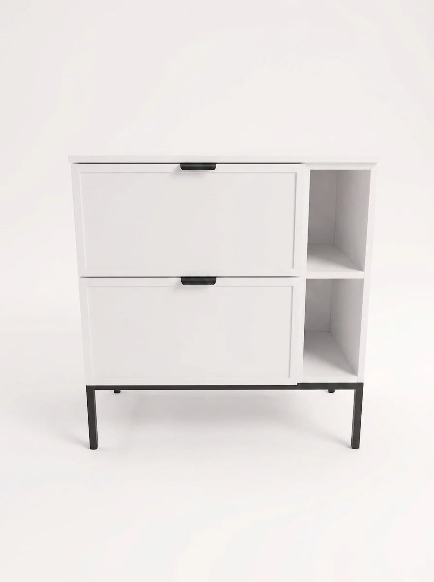 Waschtischunterschrank mit Regal 80 cm auf einem Metallgestell Roma - Weiß