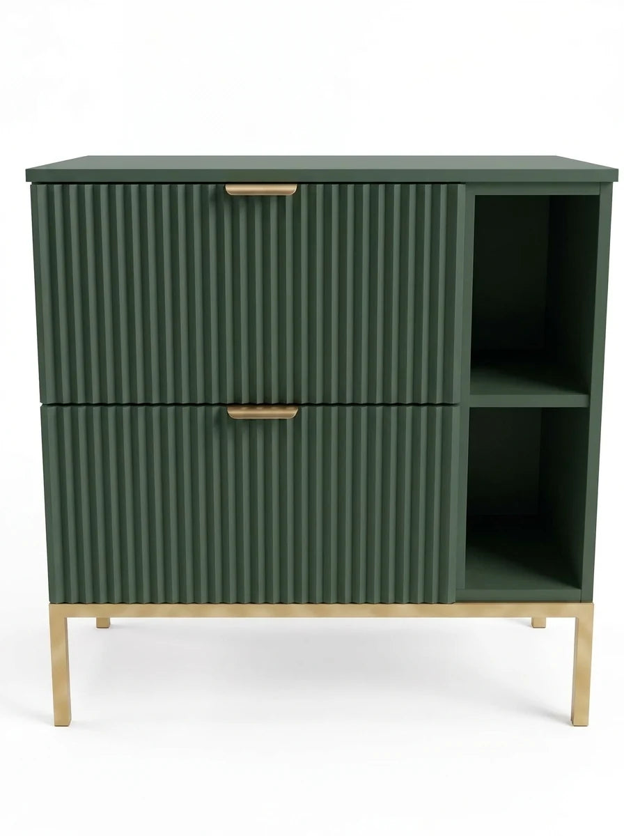 Waschtischunterschrank mit Regal 80 cm auf einem Metallgestell Willy - Salbei