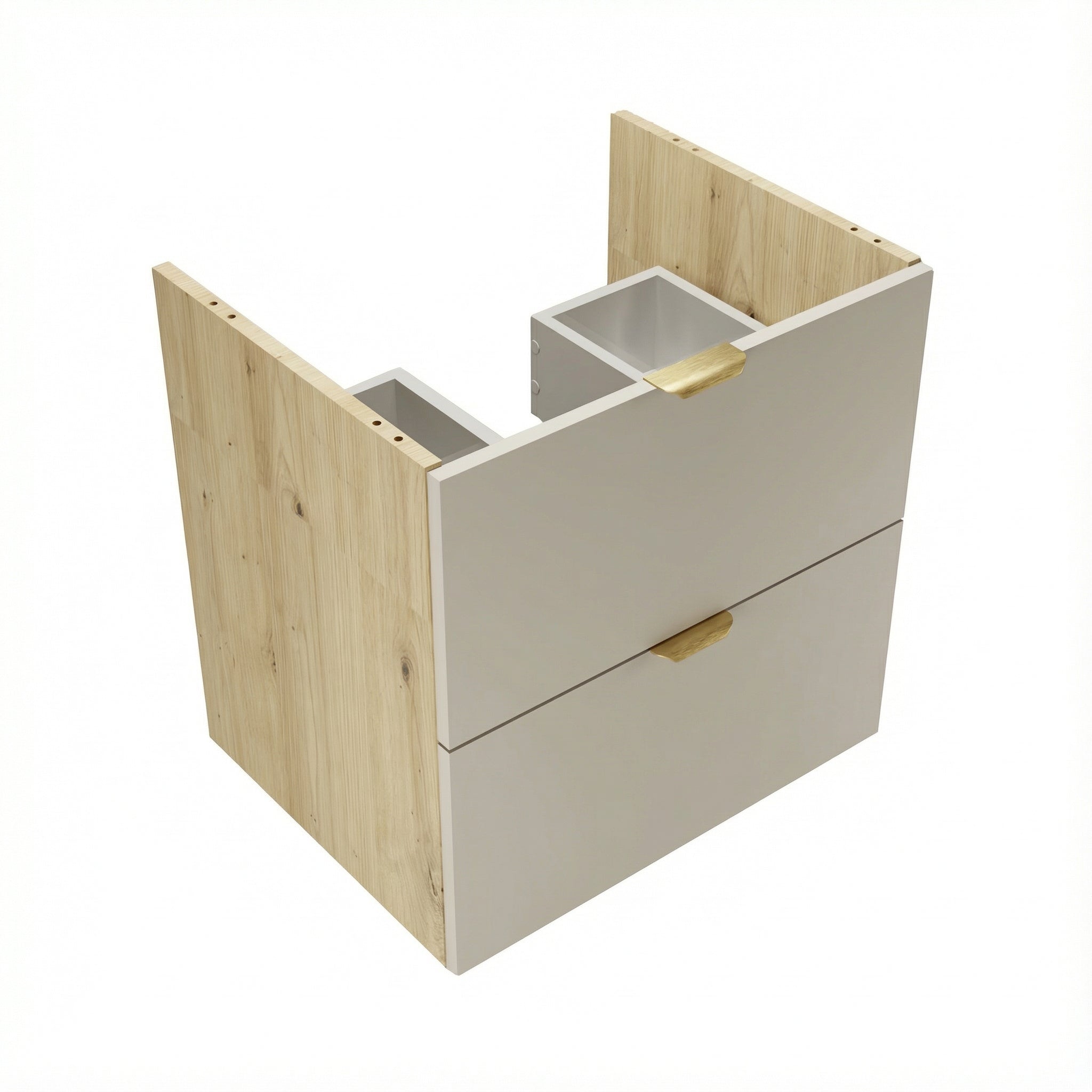 Waschtischunterschrank mit 2 Schubladen 60 cm, ohne Oberteil Orio - Kaschmir/Eiche artisan