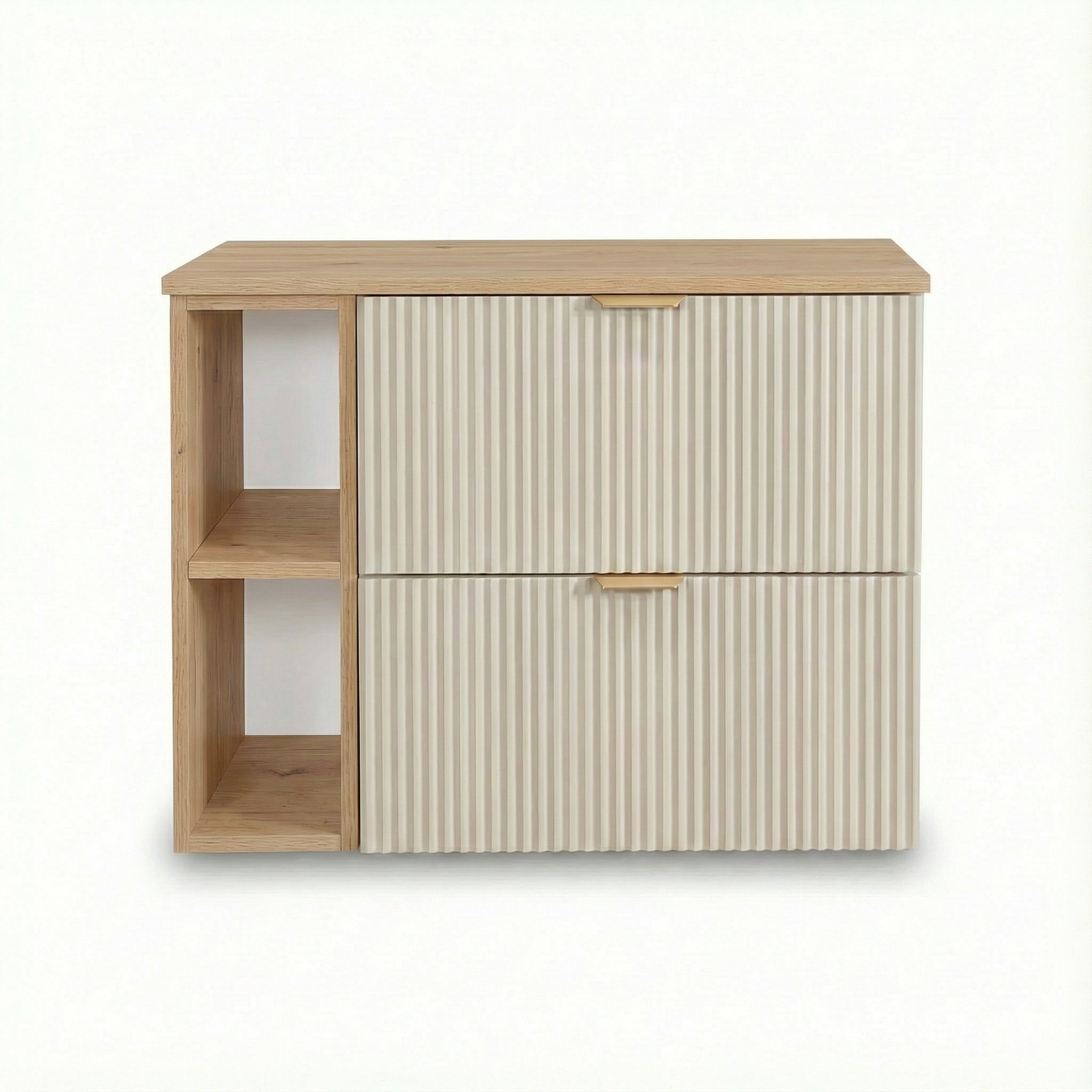Waschtischunterschrank 80 cm mit Regal Willy - Kaschmir/Walnuss