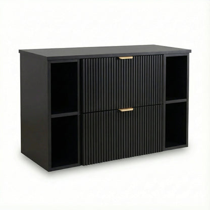 Waschtischunterschrank 100 cm mit 2 Regale Willy - Schwarz