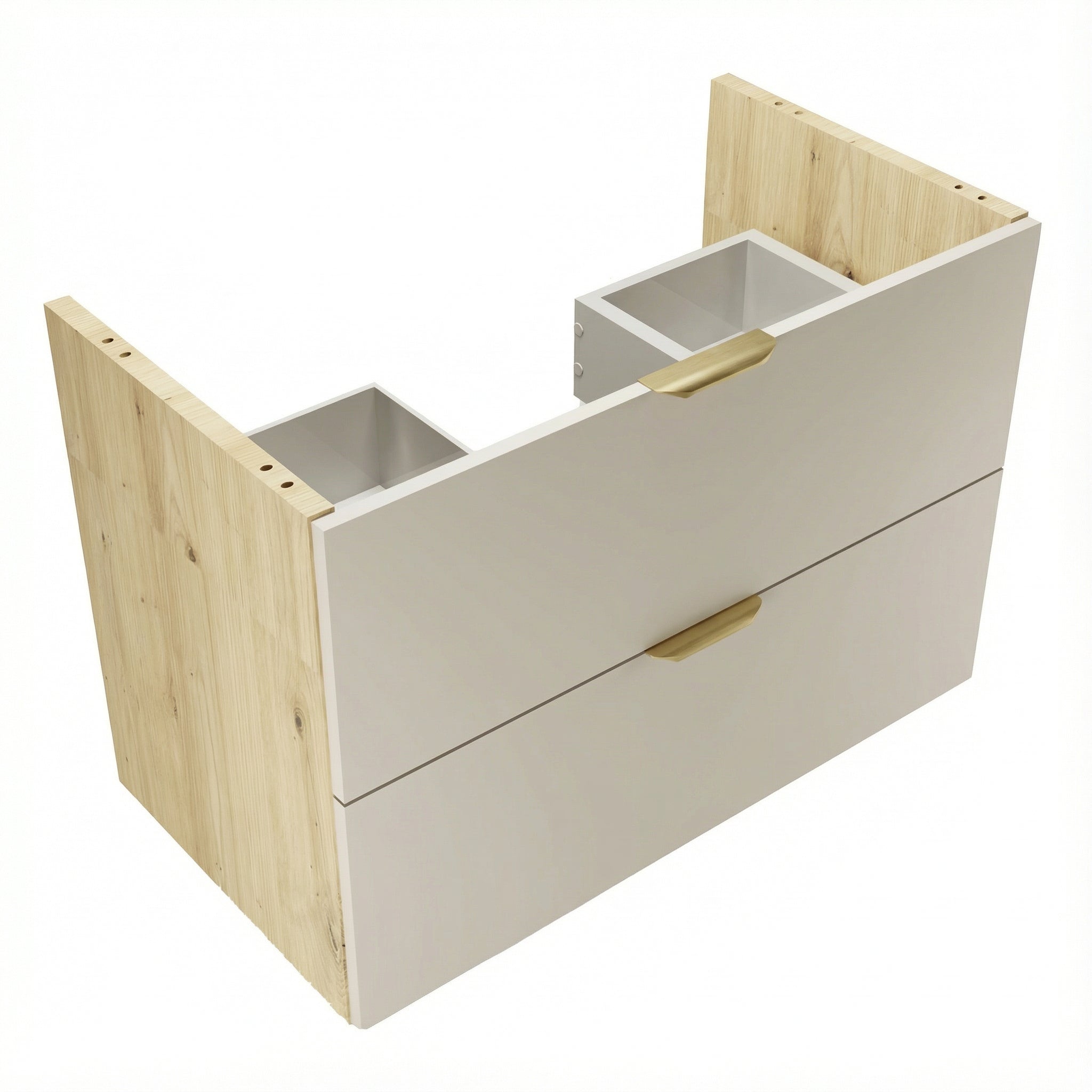 Waschtischunterschrank mit 2 Schubladen 80 cm, ohne Oberteil Orio - Kaschmir/Eiche artisan