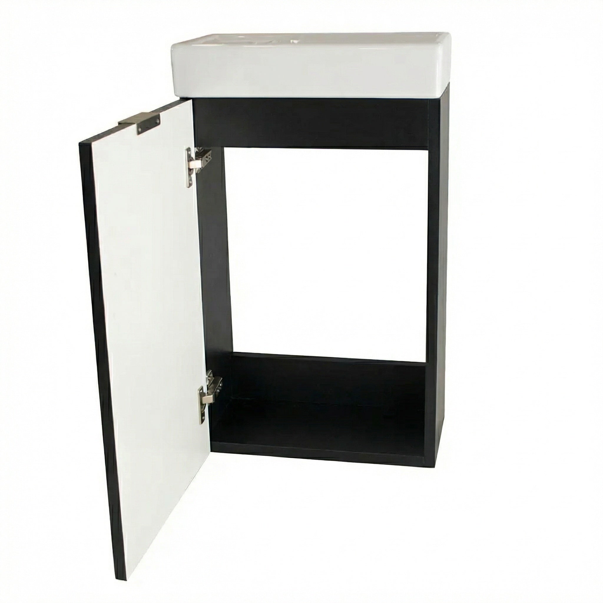 Badmöbel-Set: 40 cm Schrank mit Waschbecken und LED-Spiegel HZJ 050 Willy - Schwarz