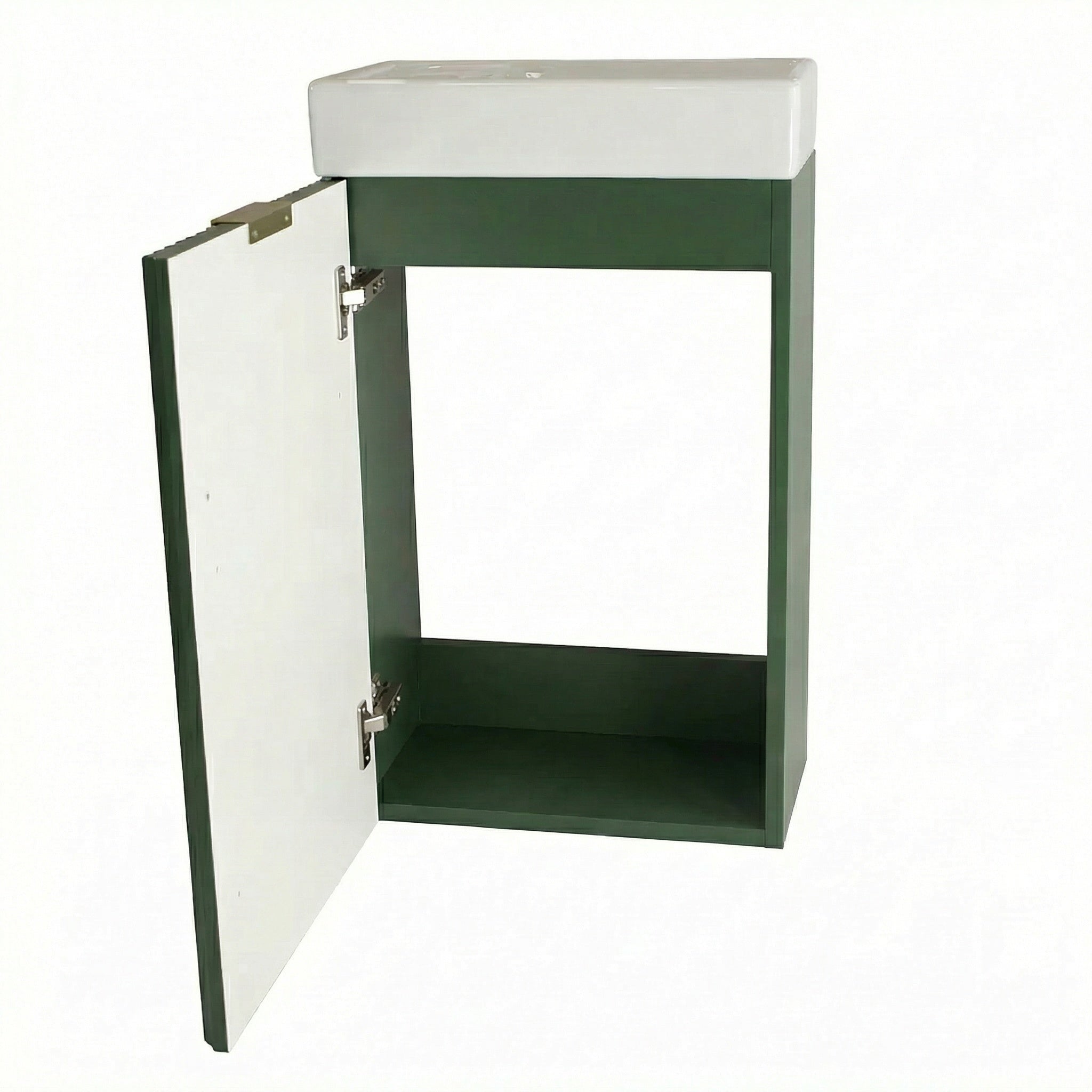Badmöbel-Set: 40 cm Schrank mit Waschbecken und LED-Spiegel HZJ 050 Willy - Salbei