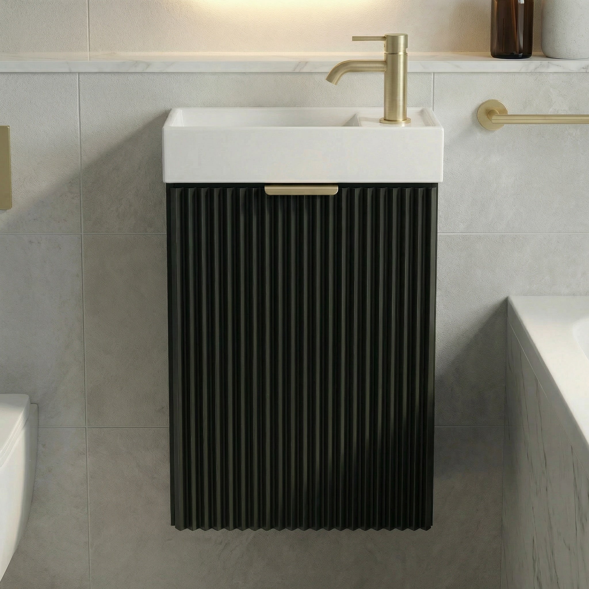 Waschtischunterschrank 40 cm mit Waschbecken Willy - Schwarz