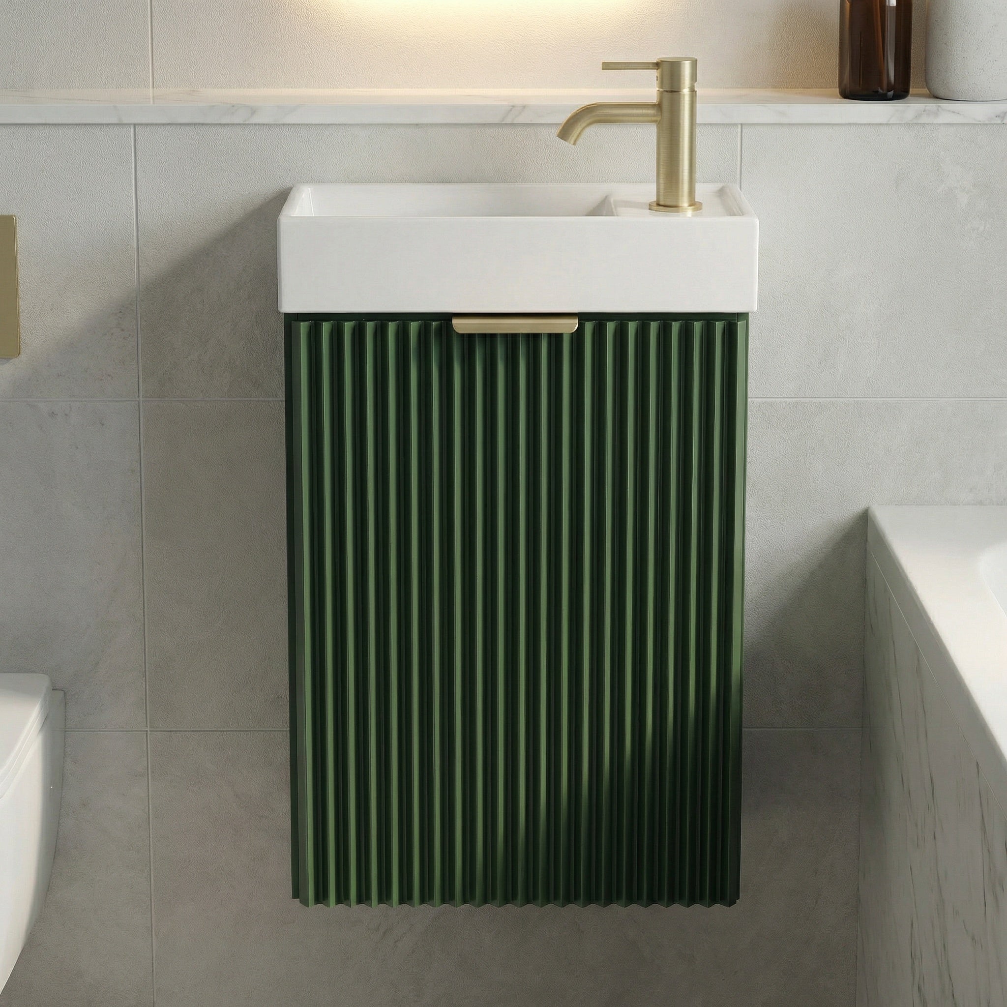 Waschtischunterschrank 40 cm mit Waschbecken Willy - Salbei