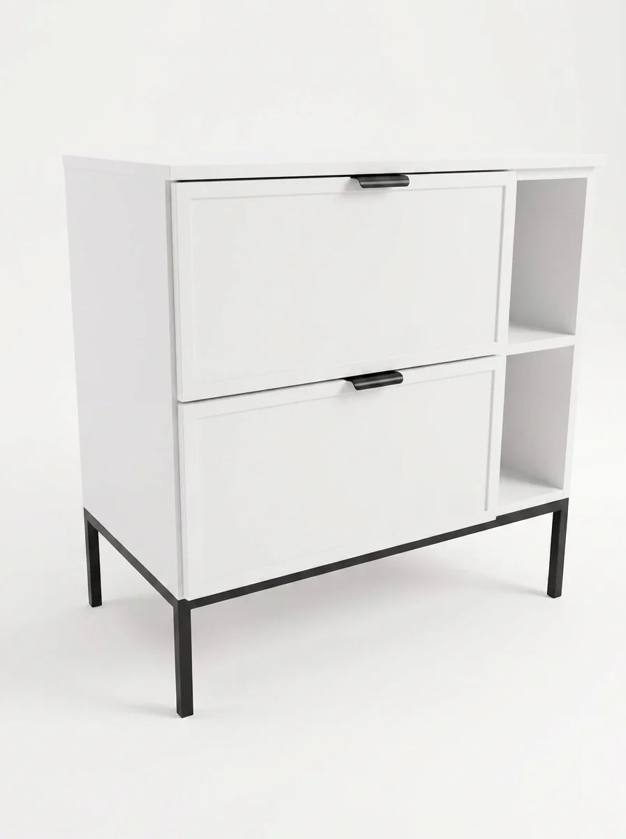 Waschtischunterschrank mit Regal 80 cm auf einem Metallgestell Roma - Weiß