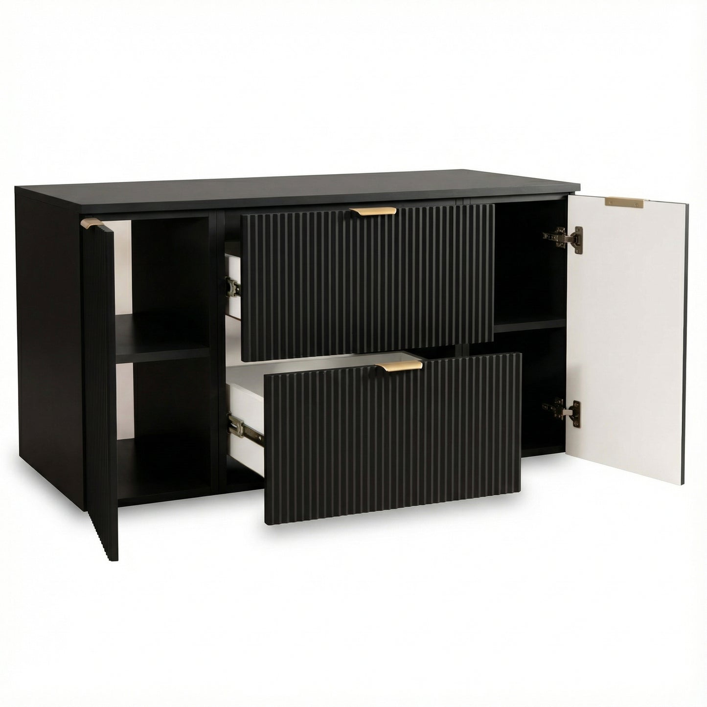 Waschtischunterschrank 120 cm mit 2 Türen und 2 Schubladen Willy - Schwarz