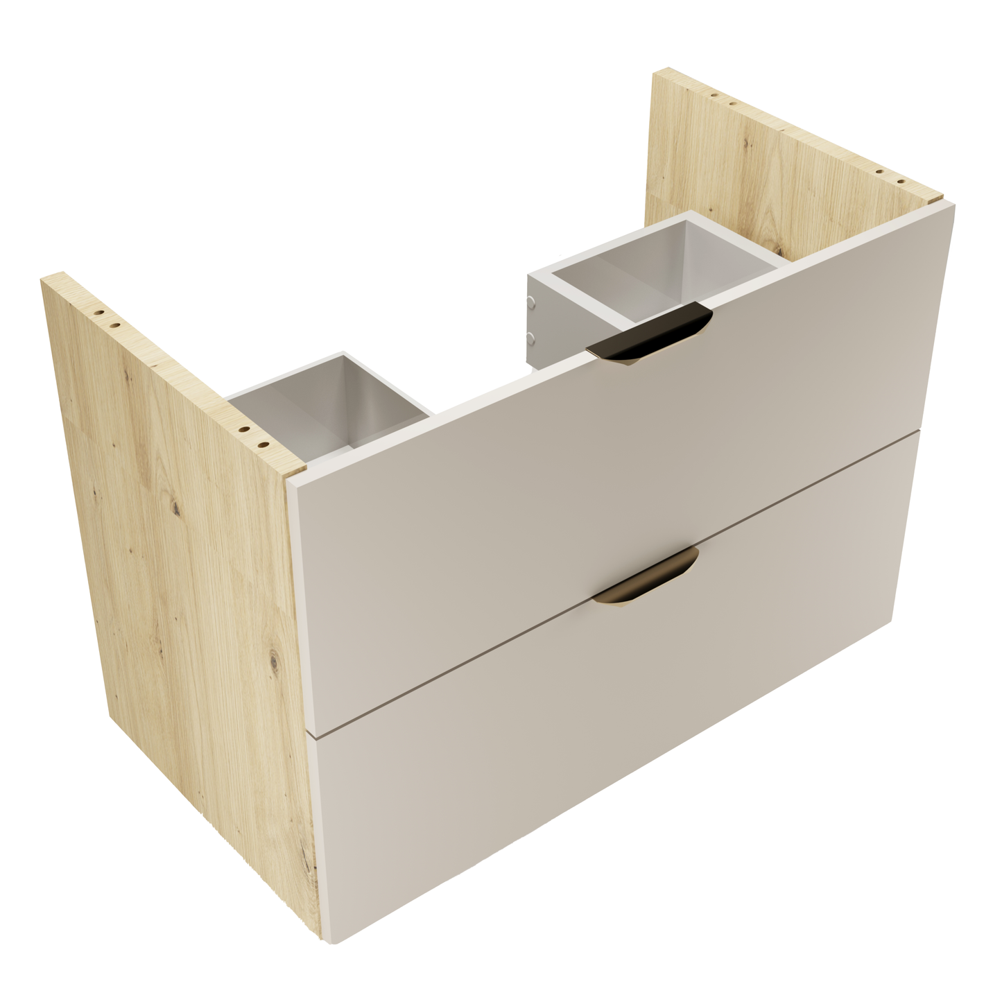 Waschtischunterschrank 80 cm, ohne Oberteil Orio - Kaschmir/Eiche artisan