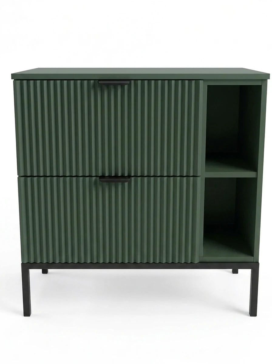Waschtischunterschrank mit Regal 80 cm auf einem Metallgestell Willy - Salbei