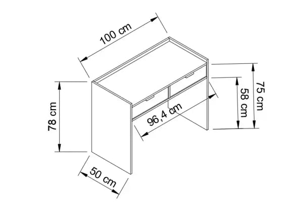 Schreibtisch 100 cm mit 2 Schubladen Aura - Kaschmir