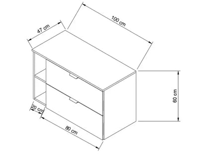 Waschtischunterschrank 100 cm Orio - Kaschmir/Eiche artisan