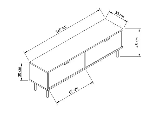 TV Schrank 140 cm mit Beinen Aura - Schwarz