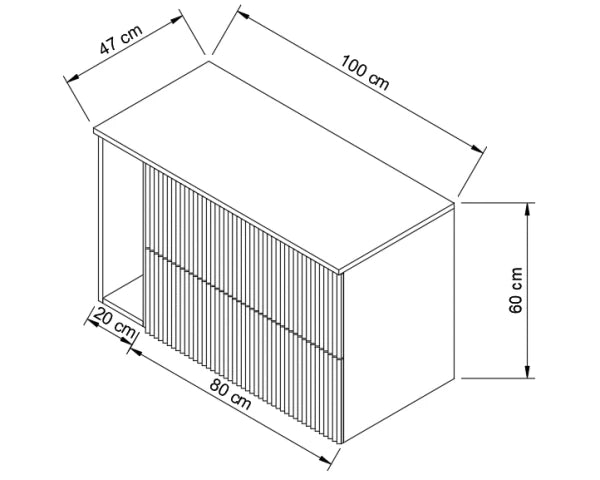 Waschtischunterschrank 100 cm mit Regal Willy - Weiß, Walnussplatte