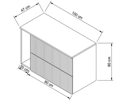 Waschtischunterschrank 100 cm mit Regal Willy - Weiß, Walnussplatte