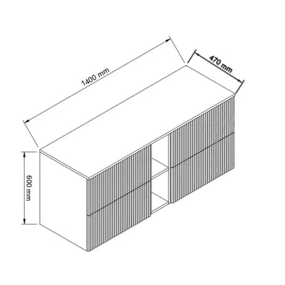 Waschtischunterschrank 140 cm Willy - Schwarz, Walnussplatte