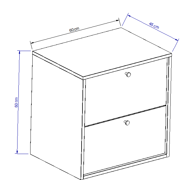 Waschtischunterschrank 60 cm, glatte Fronten Belino - Walnuss Dunkel/Marmor Schwarz