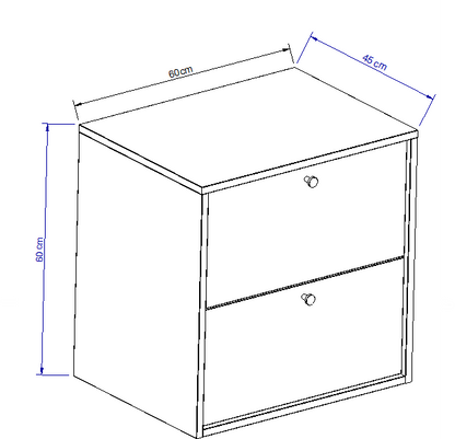 Waschtischunterschrank 60 cm, glatte Fronten Belino - Walnuss Dunkel/Marmor Schwarz