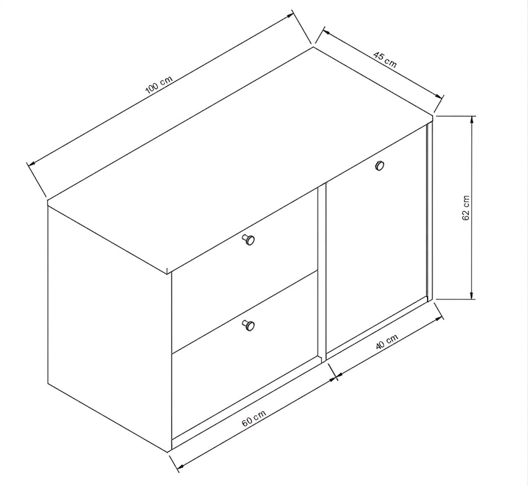 Waschtischunterschrank 100 cm mit Wäschekorb Belino - Eiche Cremona