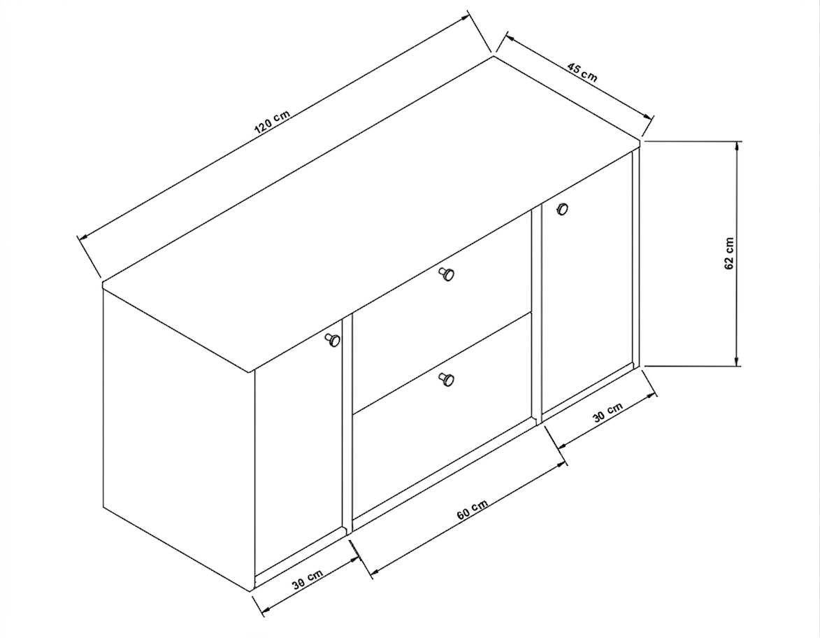 Waschtischunterschrank 120 cm mit 2 Türen und 2 Schubladen Belino - Walnuss Dunkel