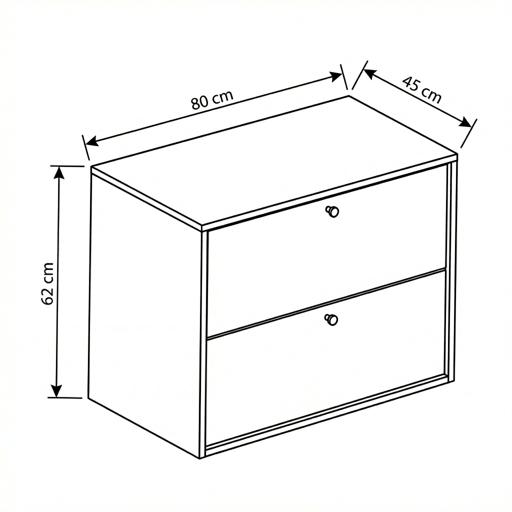 Waschtischunterschrank 80 cm, glatte Fronten Belino - Eiche Cremona
