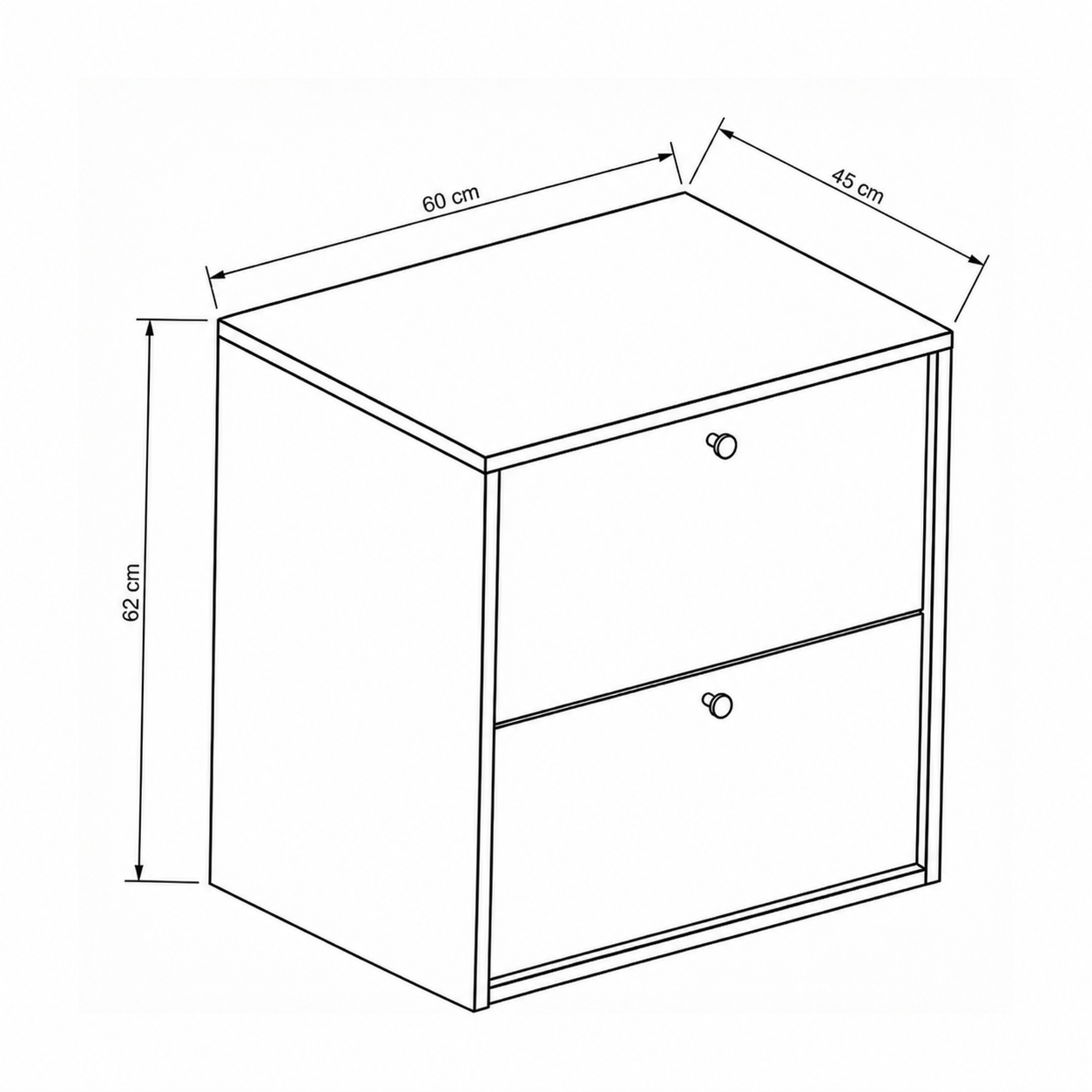 Waschtischunterschrank 60 cm, glatte Fronten Belino - Eiche Cremona